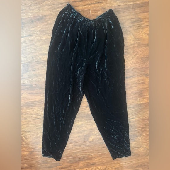 Eileen Fisher Crushed Velvet Pull On Pants High Rise Dressy Festive Small *READ - Picture 1 of 11